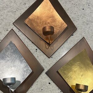 Geometric Wall Candle Holders in Metallic Tones